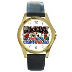 Blackjack Round Gold Metal Watch