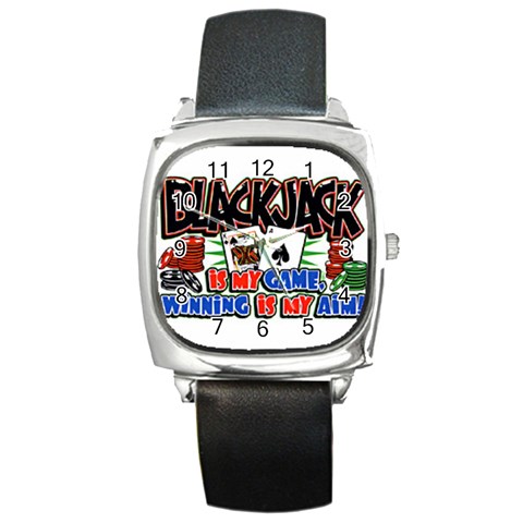 Blackjack Square Metal Watch from UrbanLoad.com Front