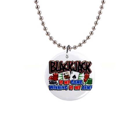 Blackjack 1  Button Necklace from UrbanLoad.com Front