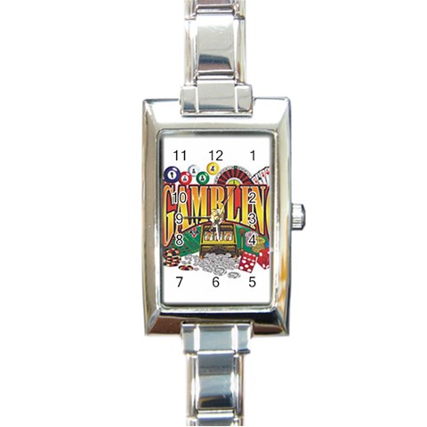 Gambling Rectangular Italian Charm Watch from UrbanLoad.com Front