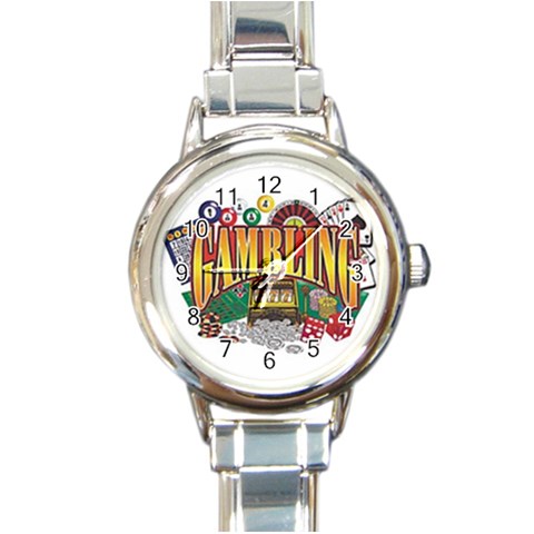Gambling Round Italian Charm Watch from UrbanLoad.com Front
