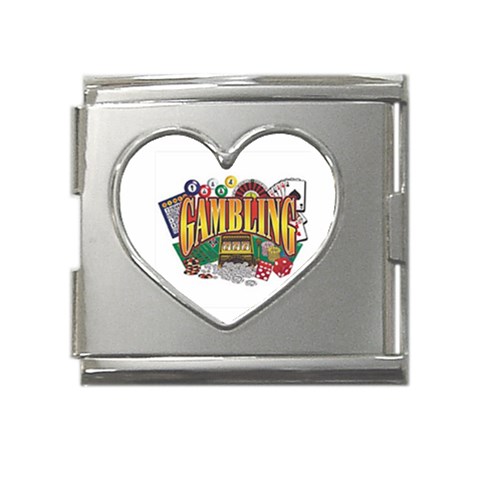 Gambling Mega Link Heart Italian Charm (18mm) from UrbanLoad.com Front