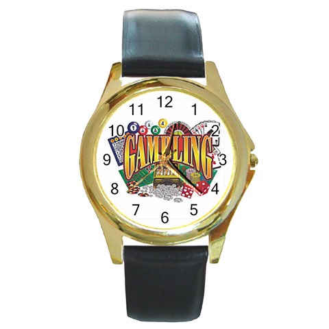 Gambling Round Gold Metal Watch from UrbanLoad.com Front
