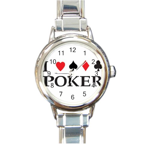 Poker Round Italian Charm Watch from UrbanLoad.com Front