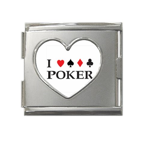 Poker Mega Link Heart Italian Charm (18mm) from UrbanLoad.com Front