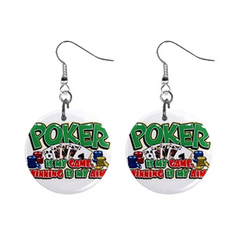 Poker Game 1  Button Earrings from UrbanLoad.com Front