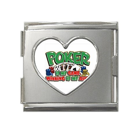 Poker Game Mega Link Heart Italian Charm (18mm) from UrbanLoad.com Front