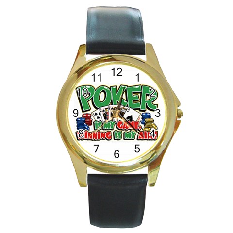 Poker Game Round Gold Metal Watch from UrbanLoad.com Front