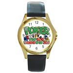 Poker Game Round Gold Metal Watch