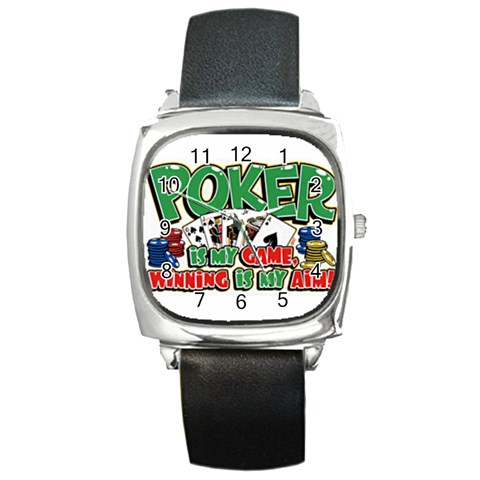 Poker Game Square Metal Watch from UrbanLoad.com Front