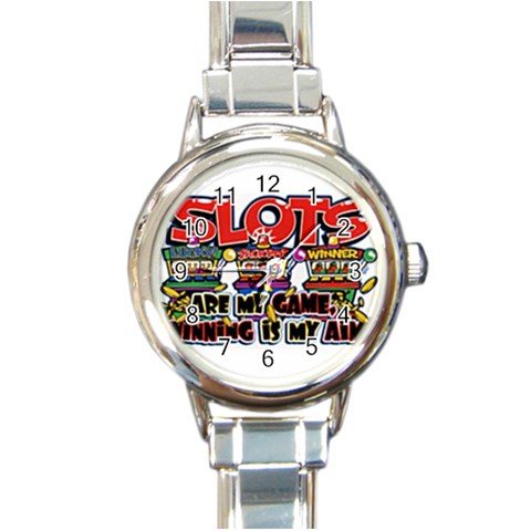 Slots Round Italian Charm Watch from UrbanLoad.com Front