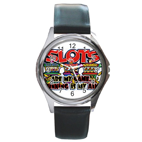 Slots Round Metal Watch from UrbanLoad.com Front
