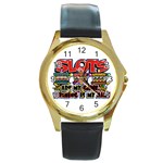 Slots Round Gold Metal Watch