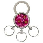 Pink Flowers 3-Ring Key Chain