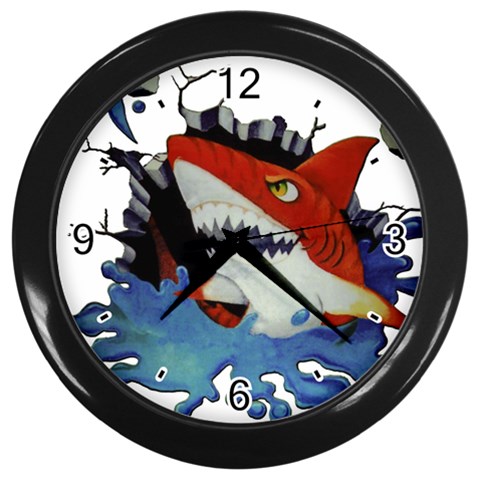 Smashing Shark Wall Clock (Black) from UrbanLoad.com Front