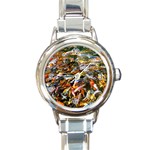 Koi Carp Feeding Frenzy Round Italian Charm Watch