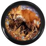 Red Fox Wall Clock (Black)