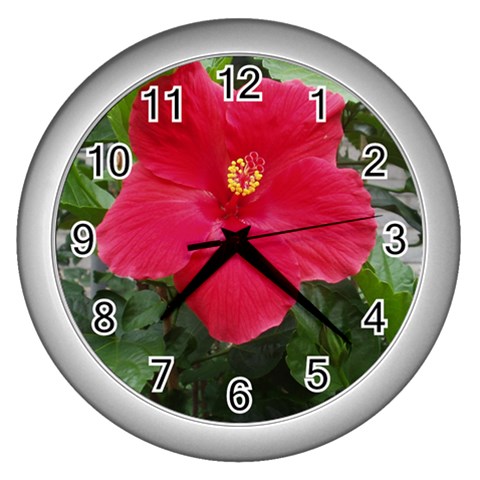 Hibiscus Wall Clock (Silver) from UrbanLoad.com Front