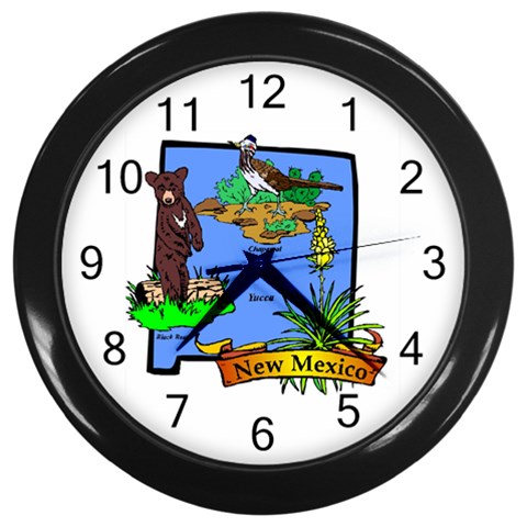 New Mexico State Symbols Wall Clock (Black) from UrbanLoad.com Front