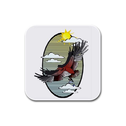 Fishing Eagle Rubber Square Coaster (4 pack) from UrbanLoad.com Front