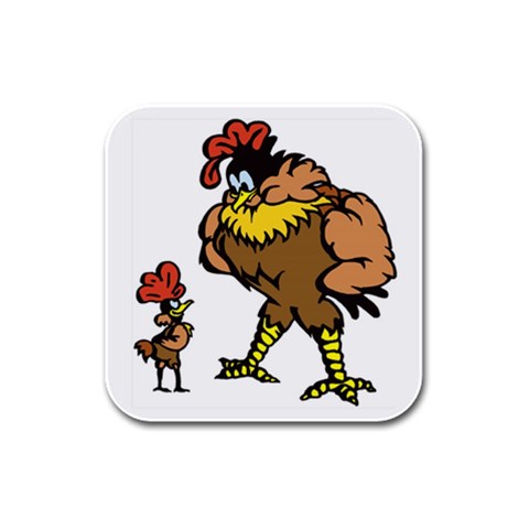 Little & Large Roosters Rubber Square Coaster (4 pack) from UrbanLoad.com Front