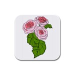 Pink Roses Rubber Square Coaster (4 pack)