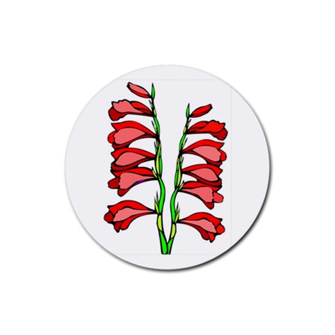 Red Gladiola Rubber Round Coaster (4 pack) from UrbanLoad.com Front