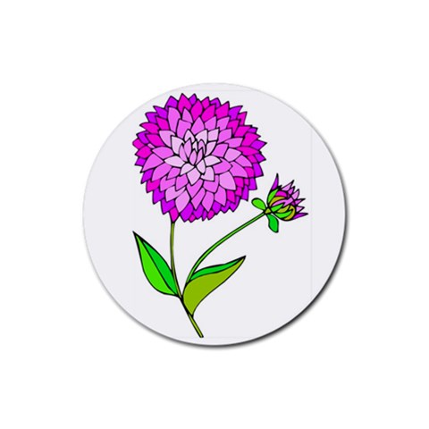 Purple Chrysanthemum Rubber Round Coaster (4 pack) from UrbanLoad.com Front