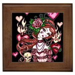 Skull Girl Framed Tile