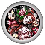 Skull Girl Wall Clock (Silver)