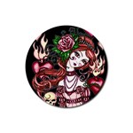 Skull Girl Rubber Round Coaster (4 pack)