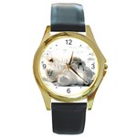 Baby Polar Bear Round Gold Metal Watch