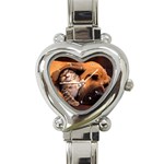 Best Friends Cat and Dog Heart Italian Charm Watch