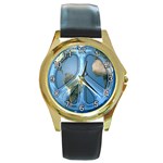 Time For Peace Round Gold Metal Watch