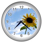 Summer Sunflower Wall Clock (Silver)