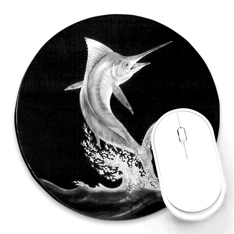 Marlin Fish D21 Round Mousepad from UrbanLoad.com Front
