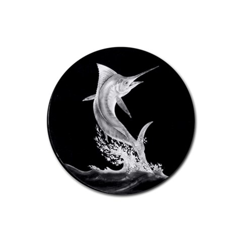 Marlin Fish D21 Rubber Round Coaster (4 pack) from UrbanLoad.com Front