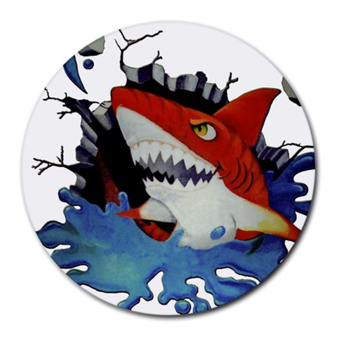 Shark Fish D6 Round Mousepad from UrbanLoad.com Front