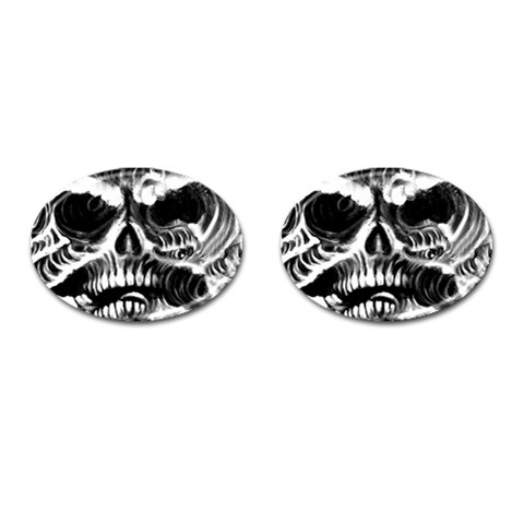final_Waveskull_front_WHITE Cufflinks (Oval) from UrbanLoad.com Front(Pair)