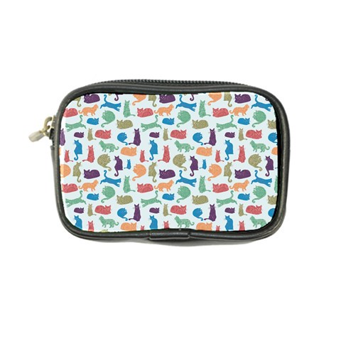 Blue Colorful Cats Silhouettes Pattern Coin Purse from UrbanLoad.com Front