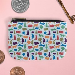 Blue Colorful Cats Silhouettes Pattern Mini Coin Purses from UrbanLoad.com Front