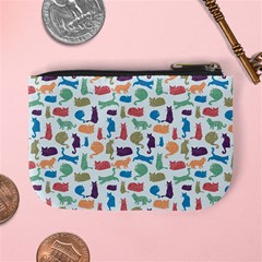 Blue Colorful Cats Silhouettes Pattern Mini Coin Purses from UrbanLoad.com Back