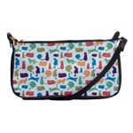 Blue Colorful Cats Silhouettes Pattern Shoulder Clutch Bags