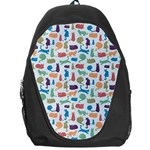 Blue Colorful Cats Silhouettes Pattern Backpack Bag