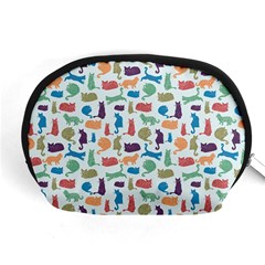 Blue Colorful Cats Silhouettes Pattern Accessory Pouches (Medium)  from UrbanLoad.com Front