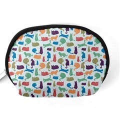 Blue Colorful Cats Silhouettes Pattern Accessory Pouches (Medium)  from UrbanLoad.com Back