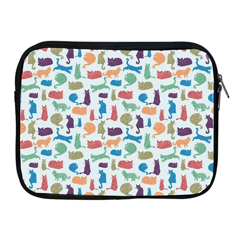 Blue Colorful Cats Silhouettes Pattern Apple iPad 2/3/4 Zipper Cases from UrbanLoad.com Front