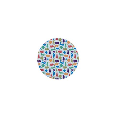 Blue Colorful Cats Silhouettes Pattern 1  Mini Buttons from UrbanLoad.com Front