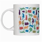 Blue Colorful Cats Silhouettes Pattern White Mugs