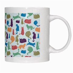 Blue Colorful Cats Silhouettes Pattern White Mugs from UrbanLoad.com Right